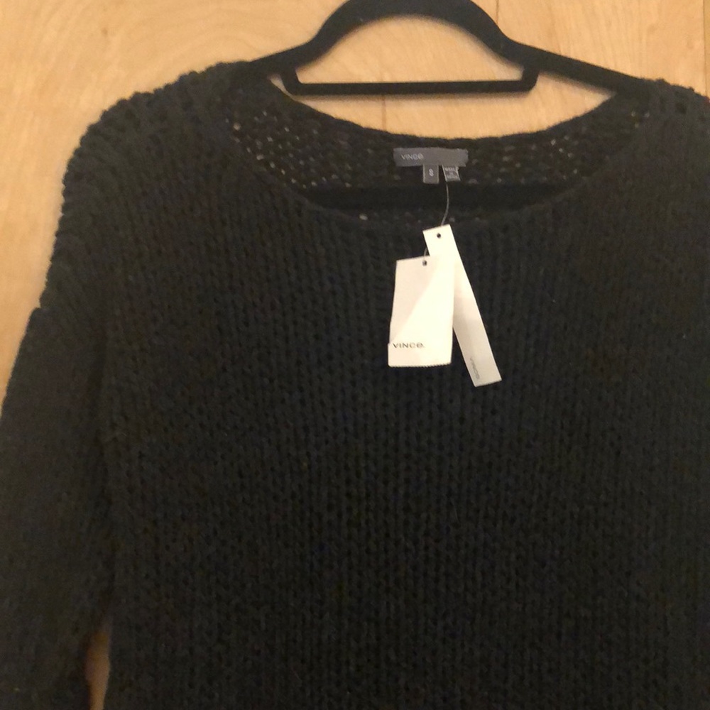 Cable knit black cozy sweater VINCE brand new